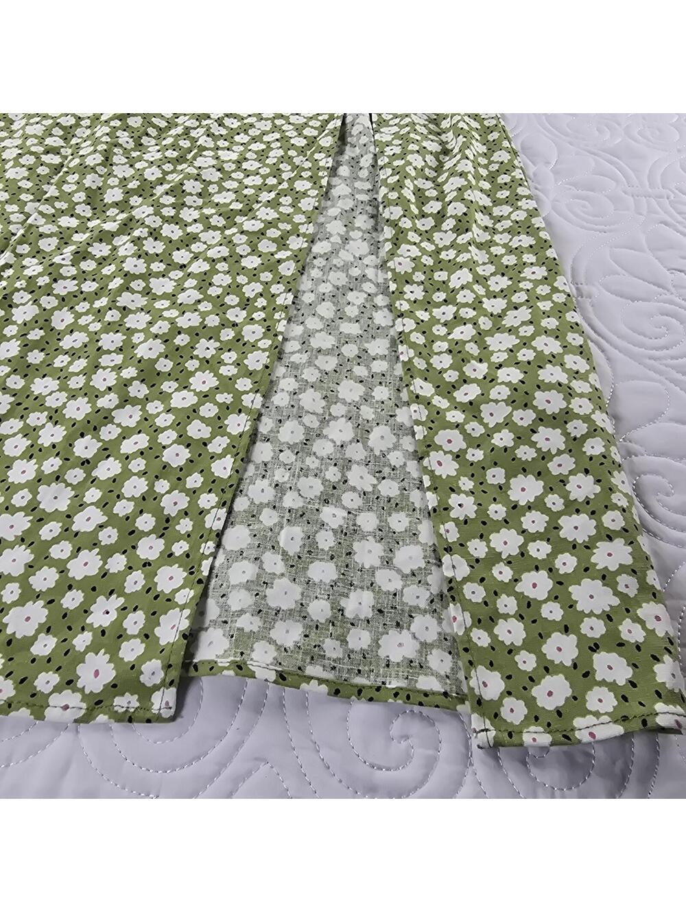 Zara NWT Green Daisy Floral Smocked Midi Dress XS Cottagecore - Picture 3 of 9